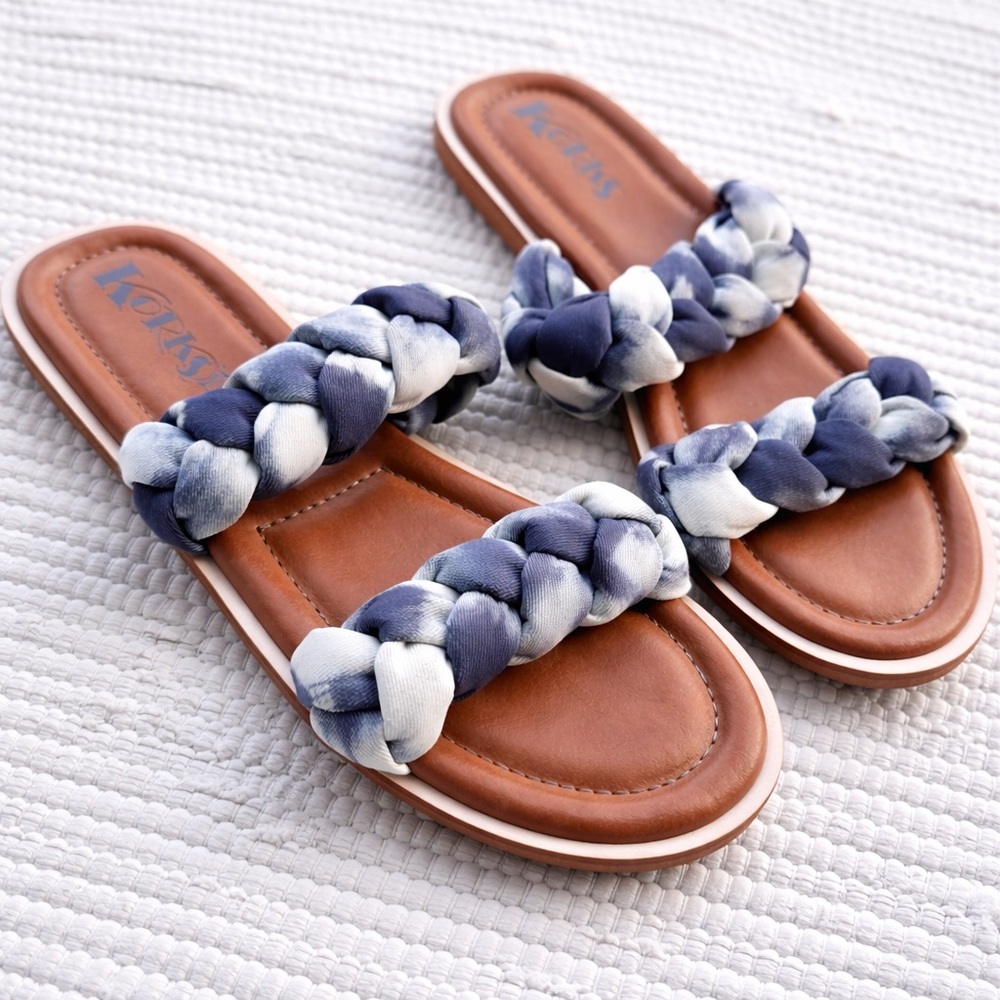 Kork-Ease Women's Blue and White Braided Sandals 8